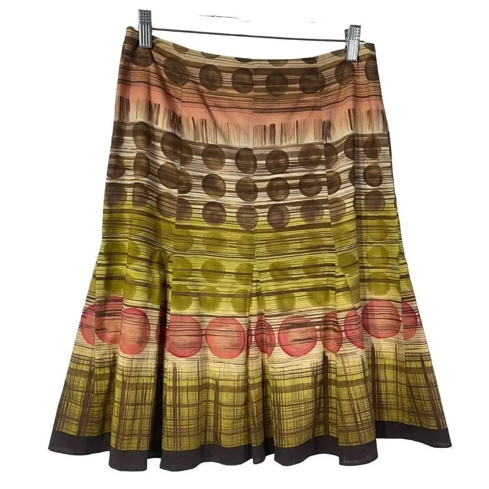 Talbots Women's Vintage Multicolor A-line pleated ruffle Skirt Size Petite 6